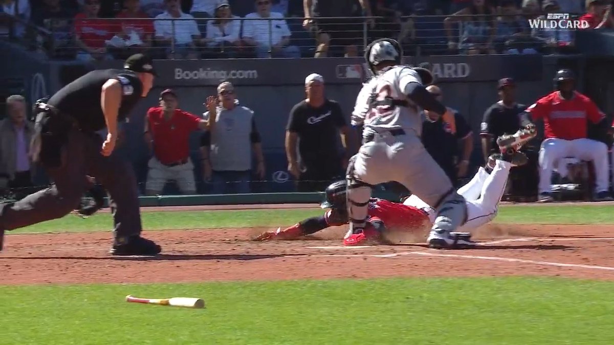 The Cleveland Guardians tie the game on a WILD play at the plate! #Postseason
