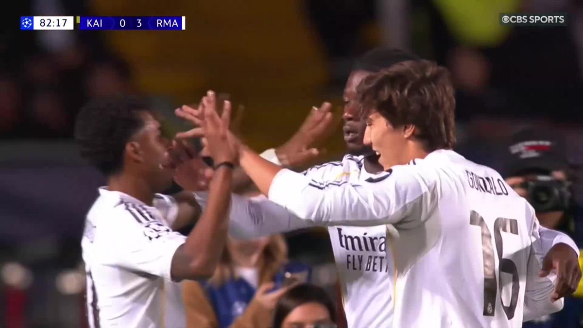 Eduardo Camavinga heads home Real Madrid’s fourth of the night just minutes after subbing on 💪