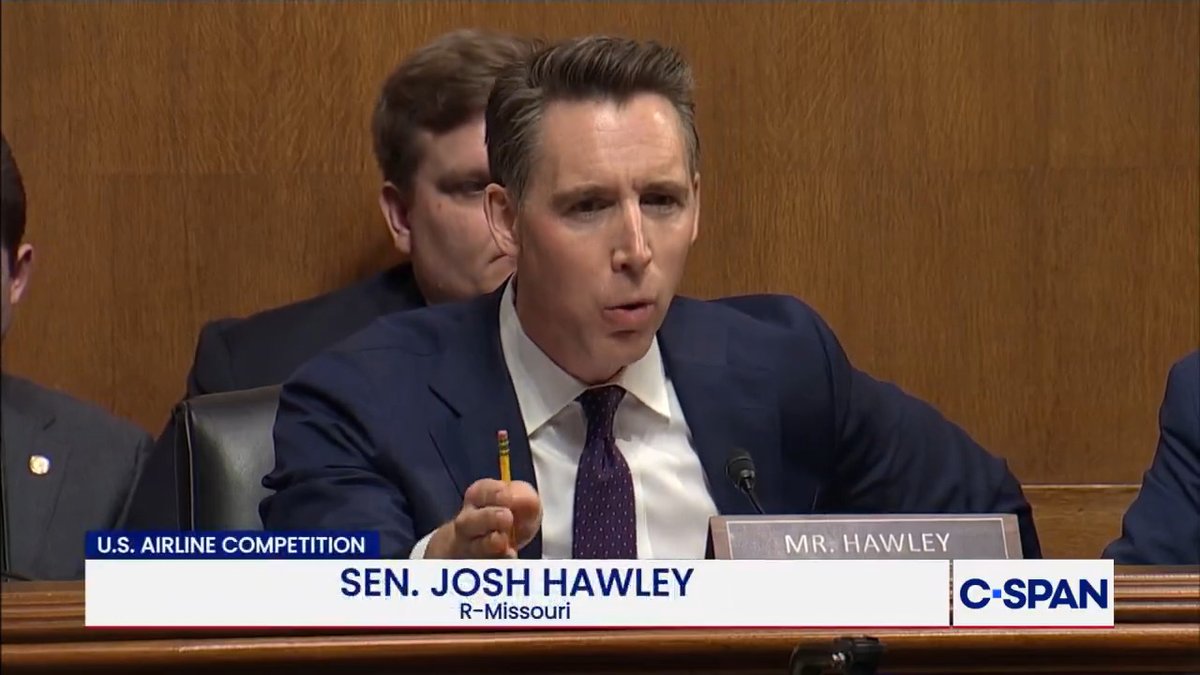 Sen. Josh Josh Hawley asks Frontier Airlines CEO Barry Biffle: "Why would you pay your own employees to harass your customers?"