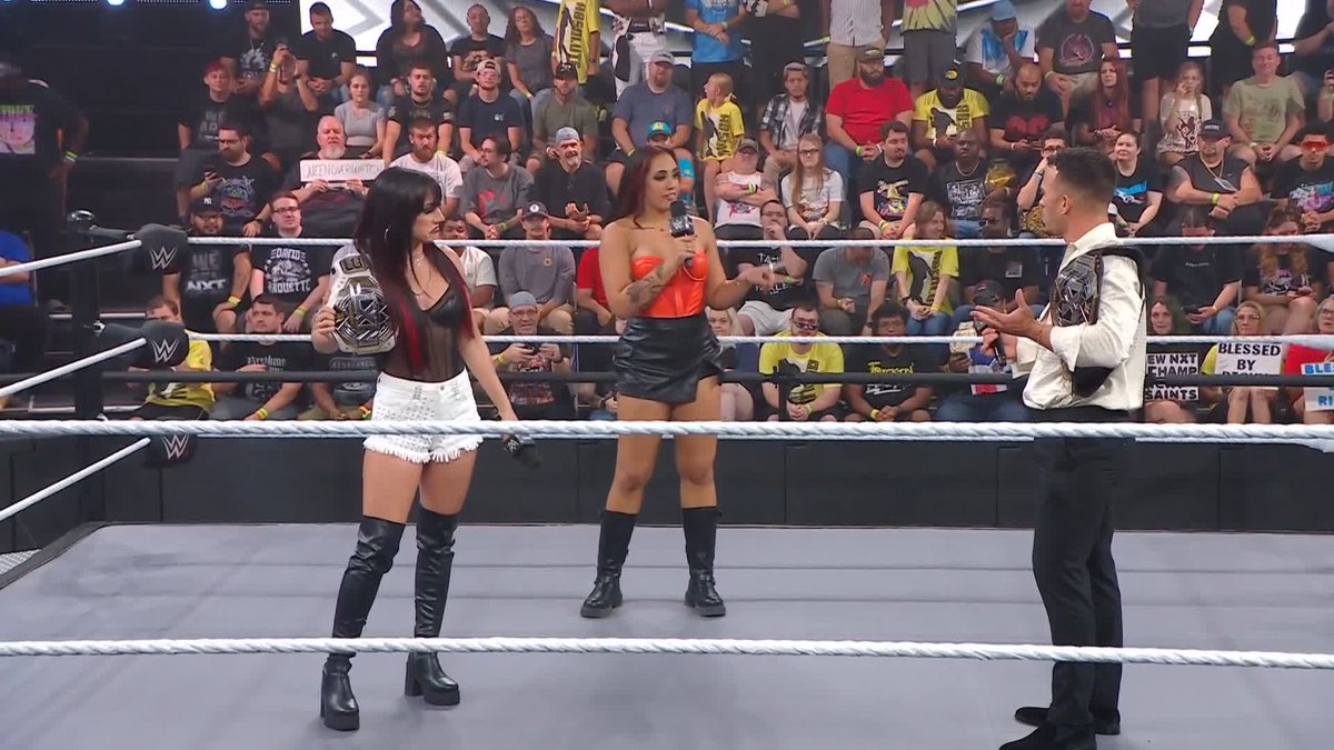 The Team Captains for NXT: Jacy Jayne and Ricky Saints They must decide who else is on their respective teams before the end of the night.