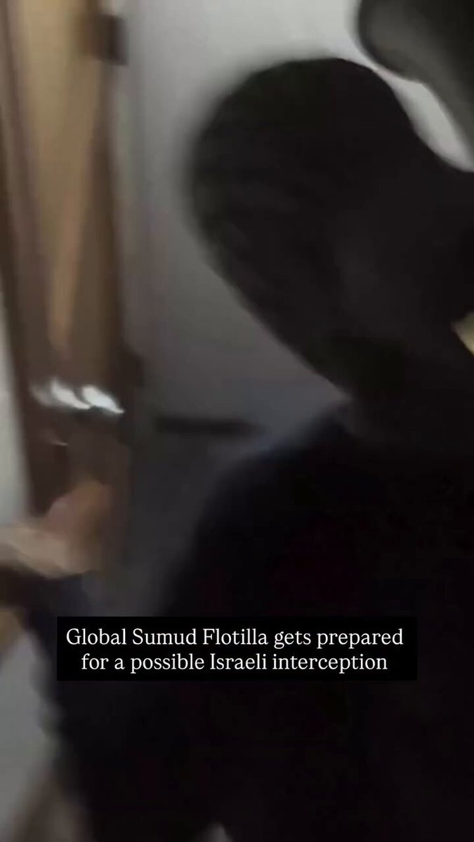 ⚡️BREAKING: Israel’s ships are close to the Global Sumud Flotilla with reports of interception happening soon. An unidentified ship has approached the flagship Alma. In addition, boats with their lights turned off are circling around the vessels of the Sumud Flotilla.