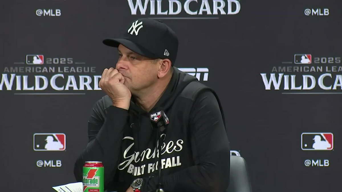 Aaron Boone was asked about the Yankees facing an elimination game in Game 2 of the Wild Card: "We've been playing with a lot on the line seemingly every single day. We'll be ready to go and I expect us to come out and get one tomorrow"