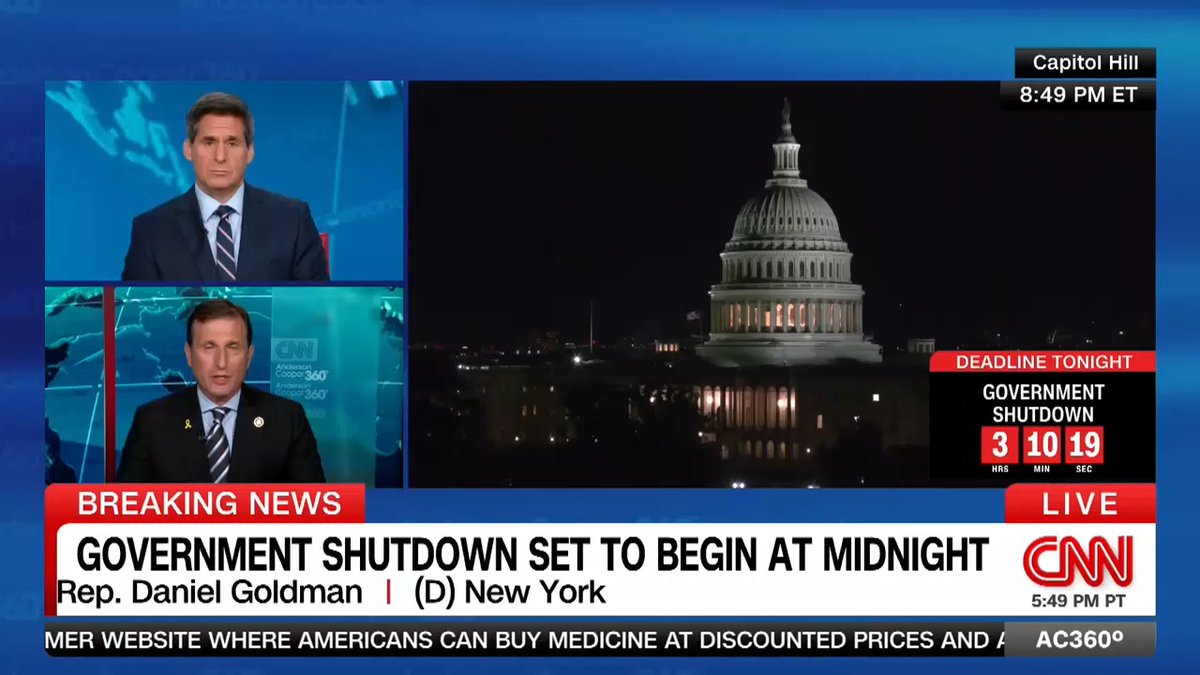 "The House Republicans are on vacation": Rep. Dan Goldman says Democrats have remained in Washington in the hopes of reaching a bipartisan agreement before the midnight deadline to avoid a government shutdown.