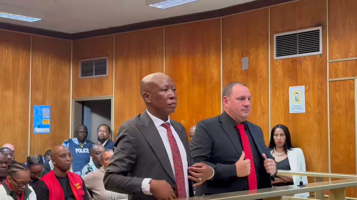 BREAKING: EFF leader Julius Malema has been found guilty on charges related to his firearm discharge case. He has been convicted on charges of discharging live ammunition during a 2018 rally in Mdantsane. His security officer Adriaan Snyman has been acquitted. Alpha Ramushwana