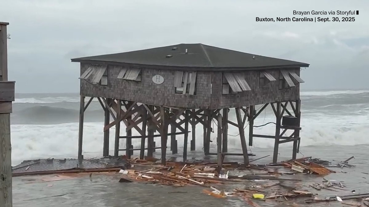 Another five homes collapsed Tuesday in North Carolina’s Outer Banks, the latest incident in what has become a common sight in recent years along the state’s erosion-plagued coast.