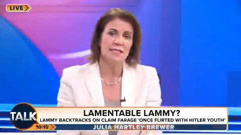 Julia Hartley-Brewer says the only people stirring up hatred in the country "are Keir Starmer and his deputy David Lammy." "It's Starmer's party that doesn't like our country and would rather wave the EU flag than our own." Julia Hartley-Brewer