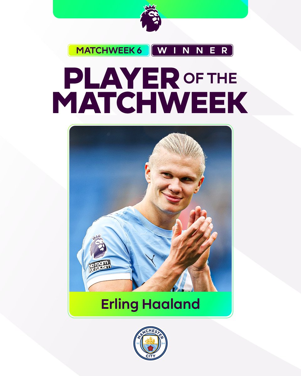 The Player of Matchweek 6, as voted by you 🫵 💥 Manchester City’s Erling Haaland 💥