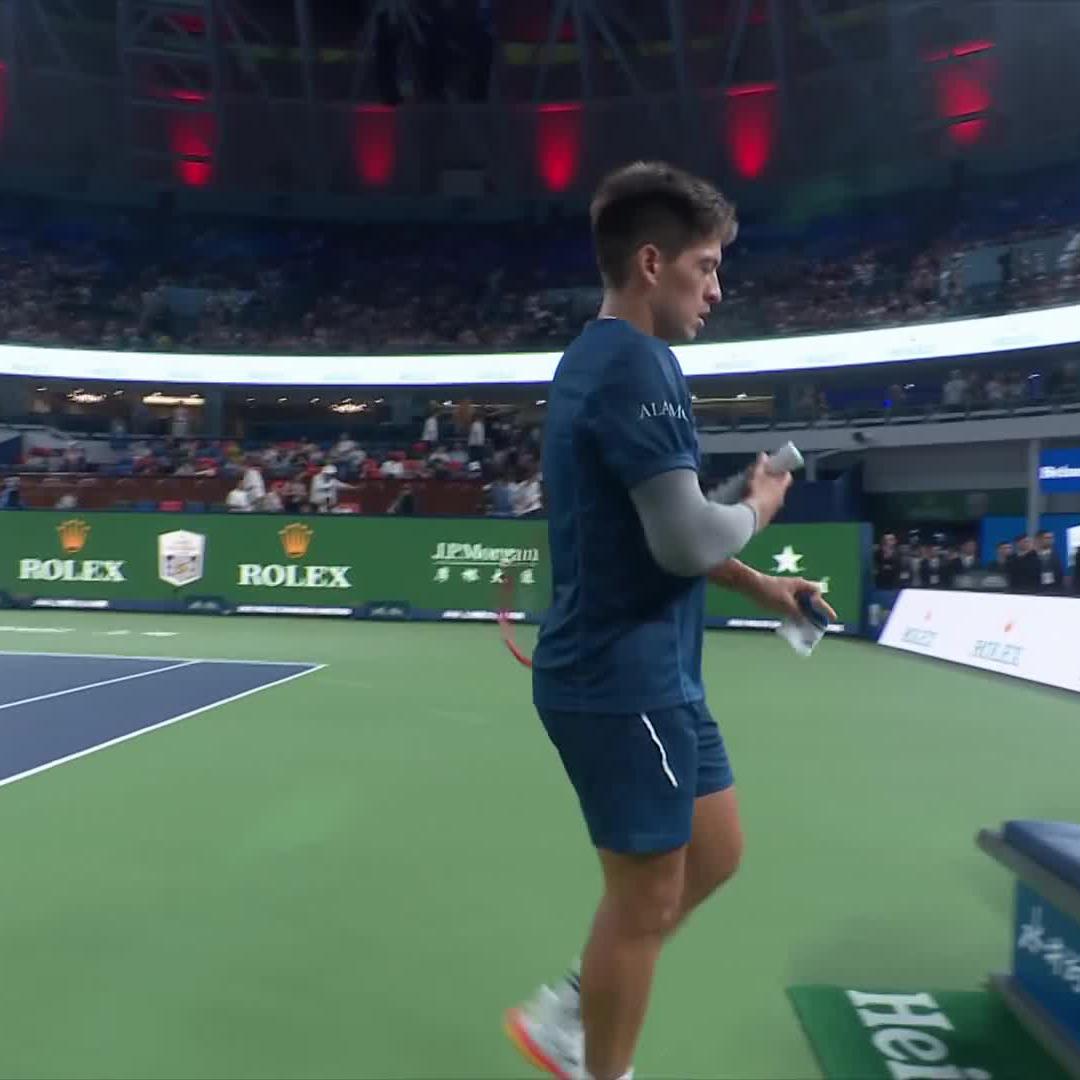 Comeback complete 💪 Sebastian Baez overcomes losing the first set as he takes out local favourite ZhiZhen Zhang 2-6 6-3 6-4 🎉 #RolexShanghaiMasters