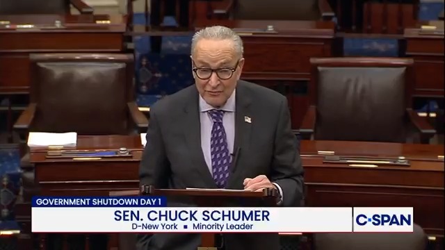 SEN. SCHUMER: "When I was majority leader, we never had one shutdown in four years. Not one. You know why? Because we worked with our Republican colleagues to find a way to keep the government funded." What changed, Chuck?