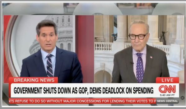 🔥 WATCH: CNN called out Chuck Schumer on live TV for his hypocrisy on shutting down the government. Senator Schumer should listen to his own advice and vote to REOPEN the government!
