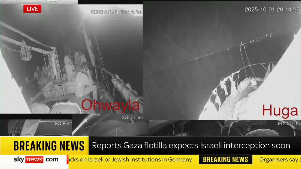 "Everyone knows, the Israelis know, the flotilla knows that the world is watching this confrontation" Sky's Adam Parsons reacts to reports that the Gaza aid flotilla is expecting to be intercepted by the Israeli navy. 📺 Sky 501 and YouTube