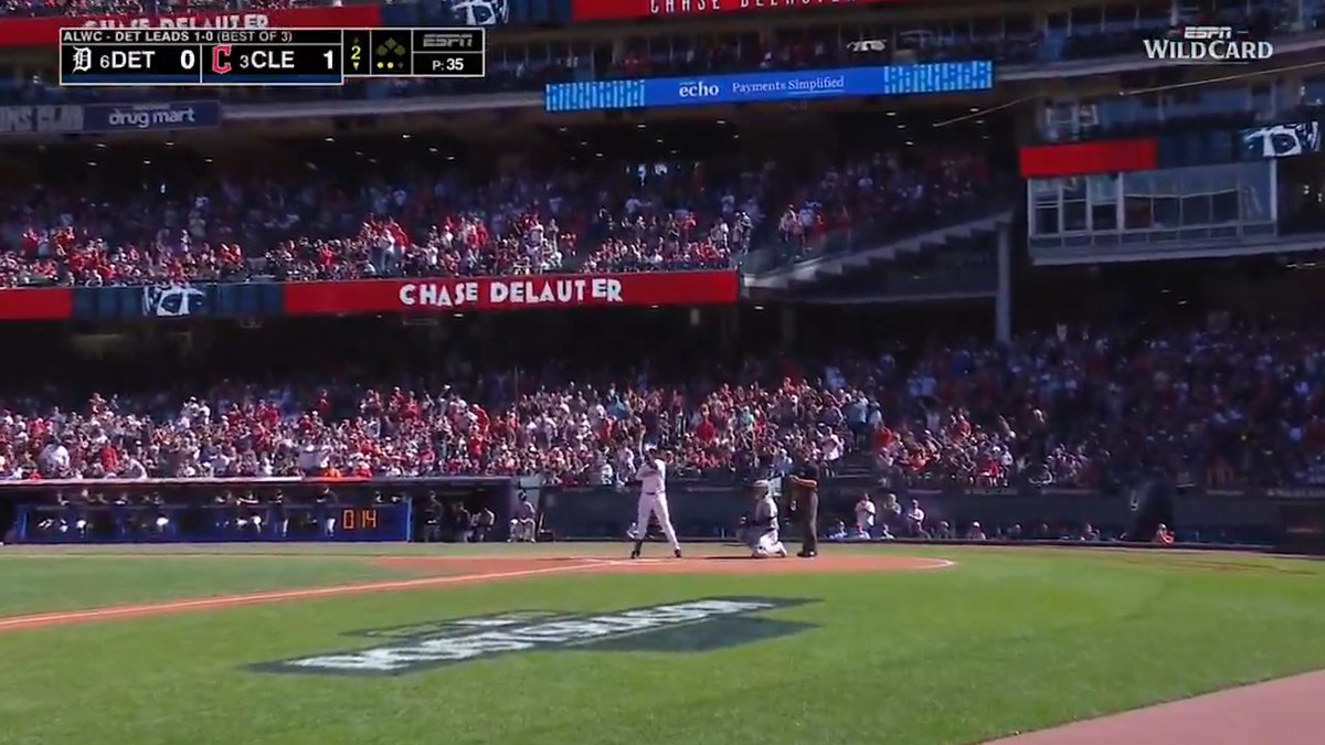 Chase DeLauter received a standing ovation from the Cleveland crowd prior to his first Major League plate appearance 👏 He battled back from down 0-2 to draw an 8-pitch walk 😤 #Postseason