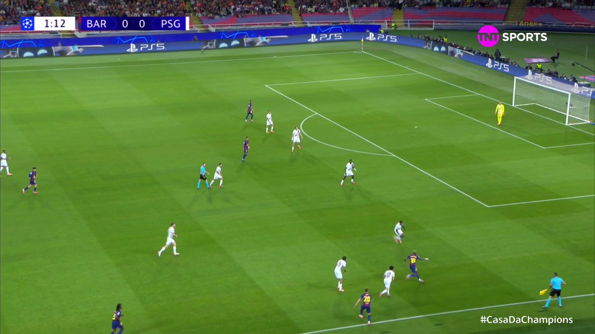 Lamine Yamal com 1 minuto de jogo em Barcelona x PSG. 🎥 TNT Sports BR