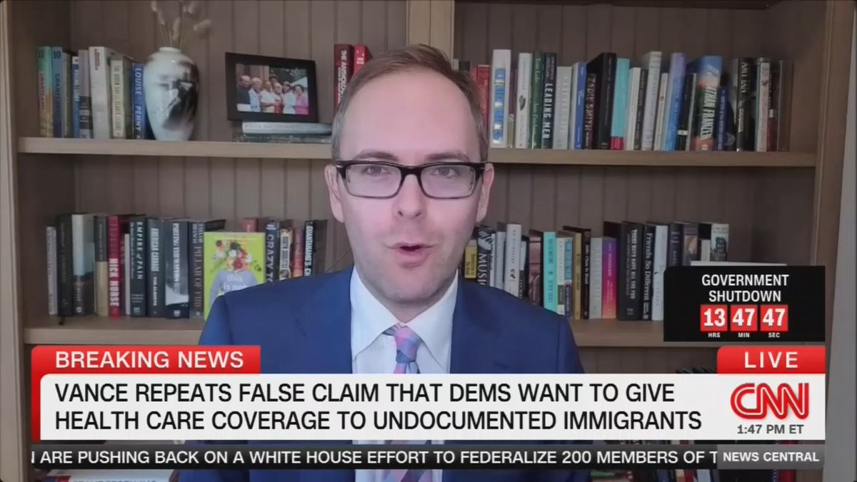 CNN fact checks JD Vance: "He attempts to justify the claim that Democrats are pushing for free health care for illegal immigrants by citing the fact that you can encounter undocumented people in hospital emergency rooms... That is not the case. This has been a government policy for decades. Hospitals are required to provide emergency care to whoever turns up there"
