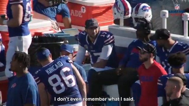 Nothing gets by Josh Allen on the bench 🤣