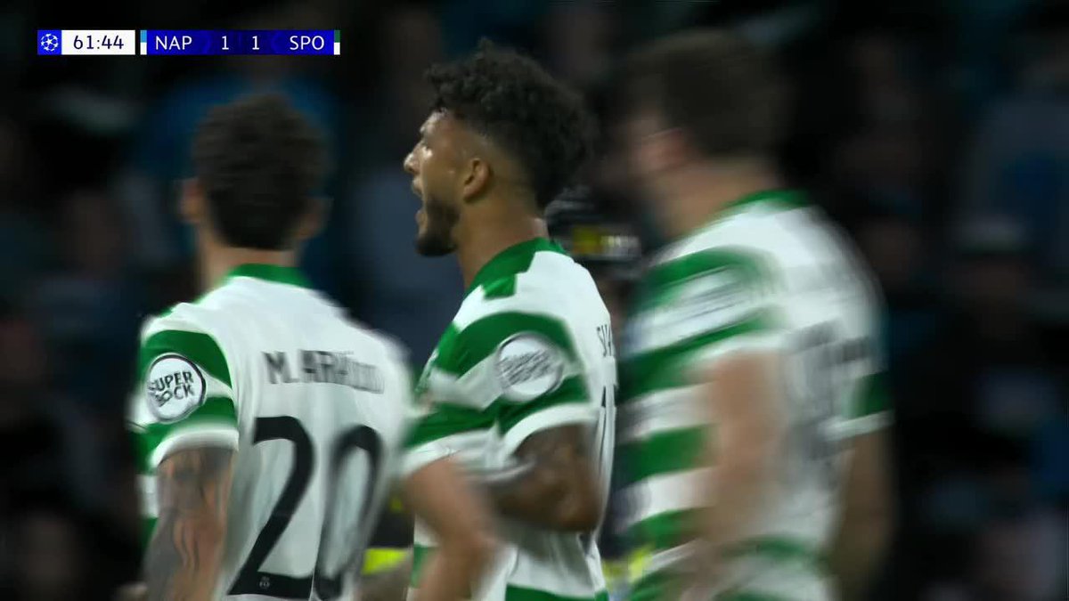 🇨🇴 GOOOL de Luis Javier Suárez. El colombiano marcó el 1-1 de #SportingCP en su visita a #Napoli, al 62’