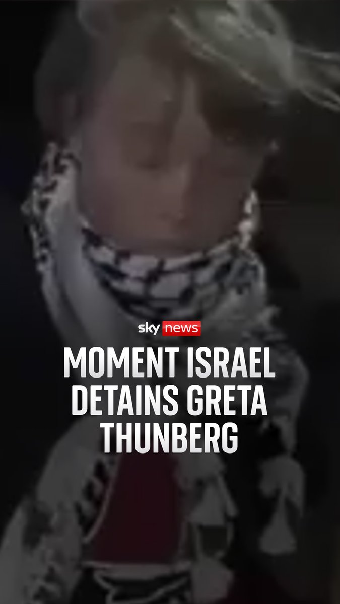 Israel's foreign ministry has shared a video of activist Greta Thunberg as its navy intercepts an aid flotilla headed to Gaza. Israeli authorities say Thunberg is "safe and healthy" and is being transported to an Israeli port. 🔗