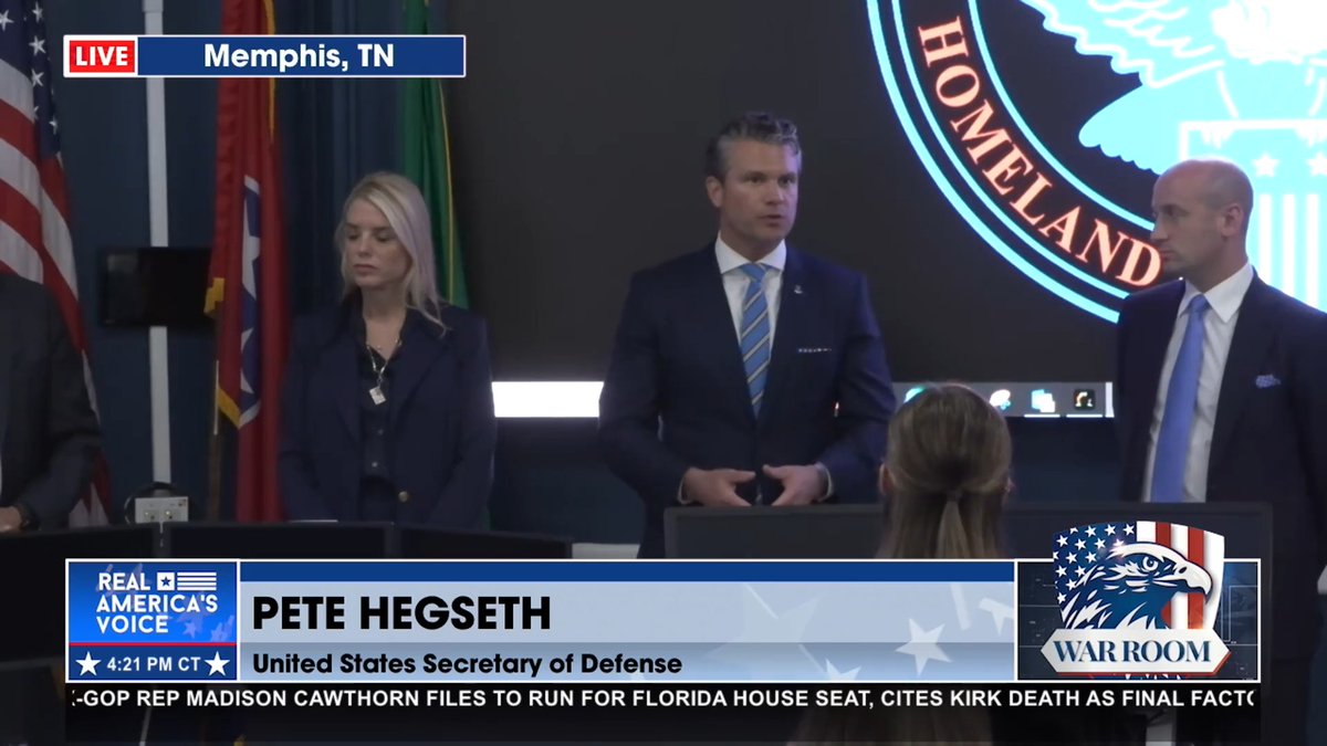 STANDING SHOULDER TO SHOULDER WITH LAW ENFORCEMENT “From whether it’s the southwest border…Los Angeles…Washington, D.C., our department is proud to stand shoulder to shoulder right next to law enforcement while you do your jobs.” Secretary of War Pete Hegseth speaks to law enforcement in Memphis.