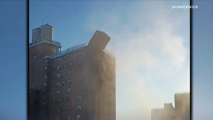 An explosion rocked a New York City Housing Authority building Wednesday morning in the Bronx, causing an entire corner of the high-rise to collapse.