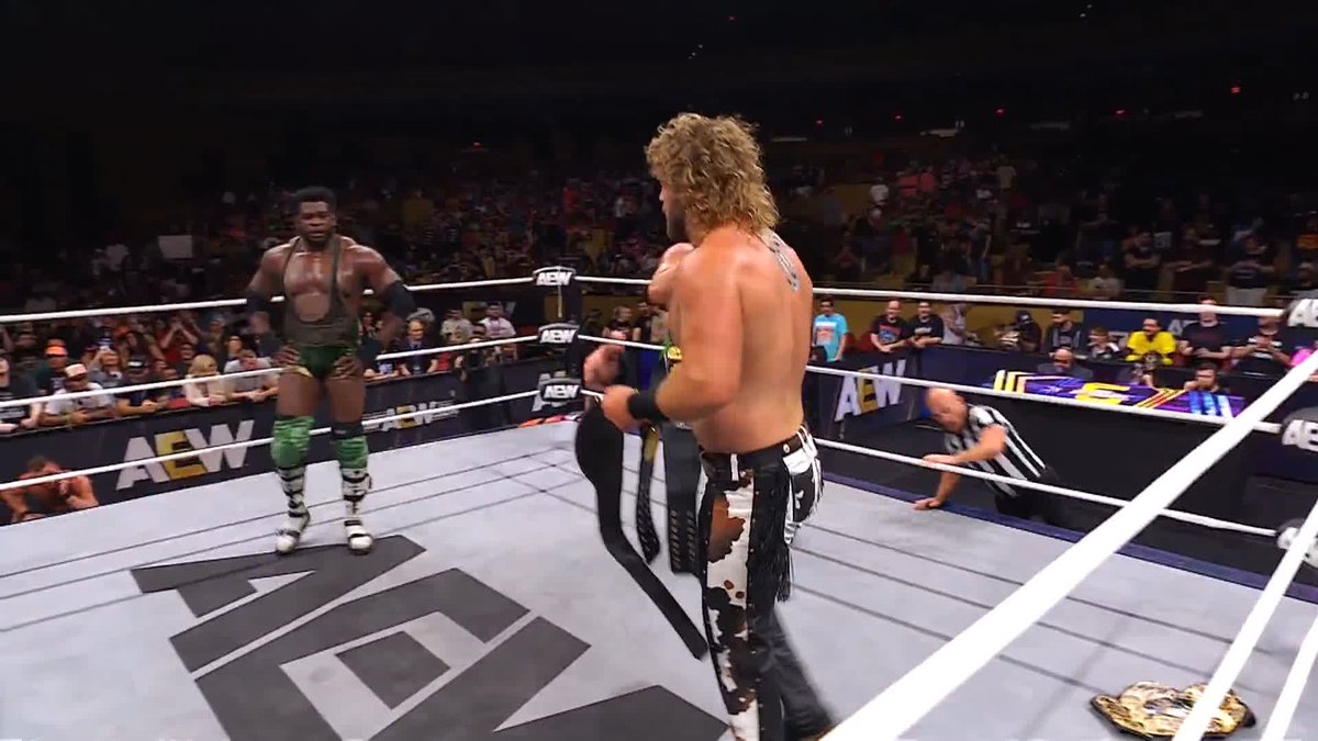 Looks like there's a "misunderstanding" between Hangman Page and Samoa Joe! Watch #AEWDynamite’s 6th Anniversary LIVE on TBS &amp; HBO Max