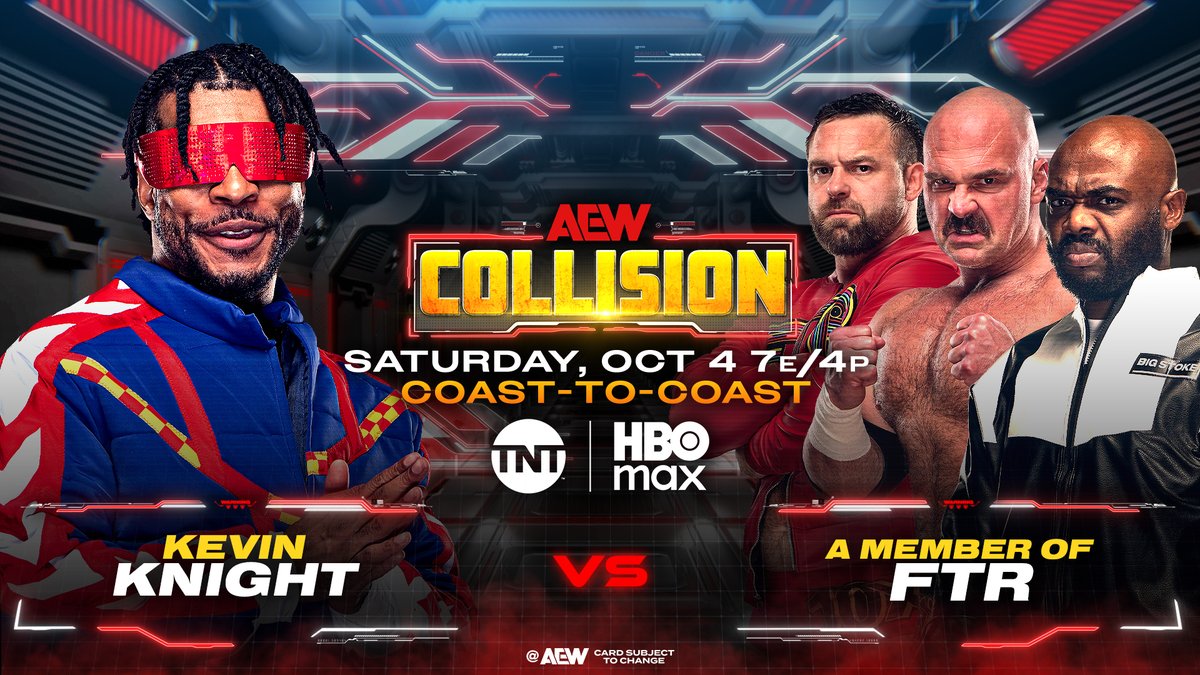 .Kevin Knight ケビン・ナイト lays down a challenge for #AEWCollision directed at FTR, but who will step up, Dax FTR or Daniel “Cash” Wheeler? Watch #AEWDynamite’s 6th Anniversary LIVE on TBS & HBO Max