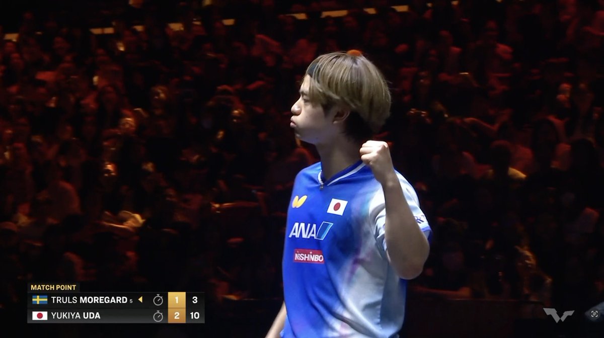 宇田幸矢が止まらない🔥🔥🔥 強敵連破！世界ランク5位のパリ五輪銀メダリストを破りベスト8進出🙌 #チャイナスマッシュ 2025🇨🇳 ■男子シングルス3回戦 🇯🇵#宇田幸矢 3-1 モーレゴード🇸🇪 11-9/11-6/7-11/11-3 試合結果・トーナメント表👉 #卓球 #テレ東