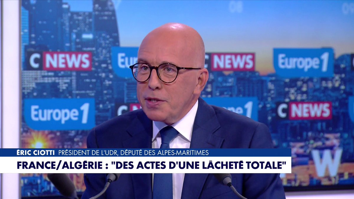 Eric Ciotti sur les visas étudiants algériens : «Le taux d'échec de ces étudiants est énorme, beaucoup plus que les autres étudiants» dans #LaGrandeInterview