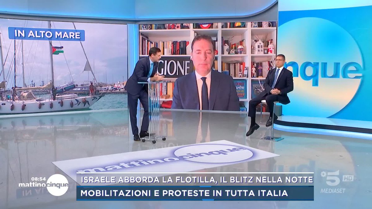 "Ci avete stufato" Proteste contro l'abbordaggio della #Flotilla, il pensiero di Daniele Capezzone a #Mattino5