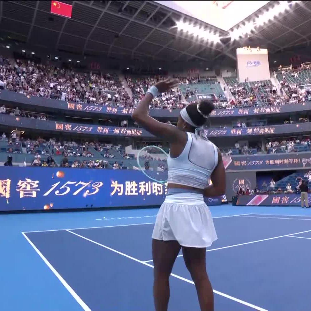 Coco in straight sets 🔥 Coco Gauff beats Eva Lys 6-3, 6-4 to reach the semifinal in Beijing. #2025ChinaOpen