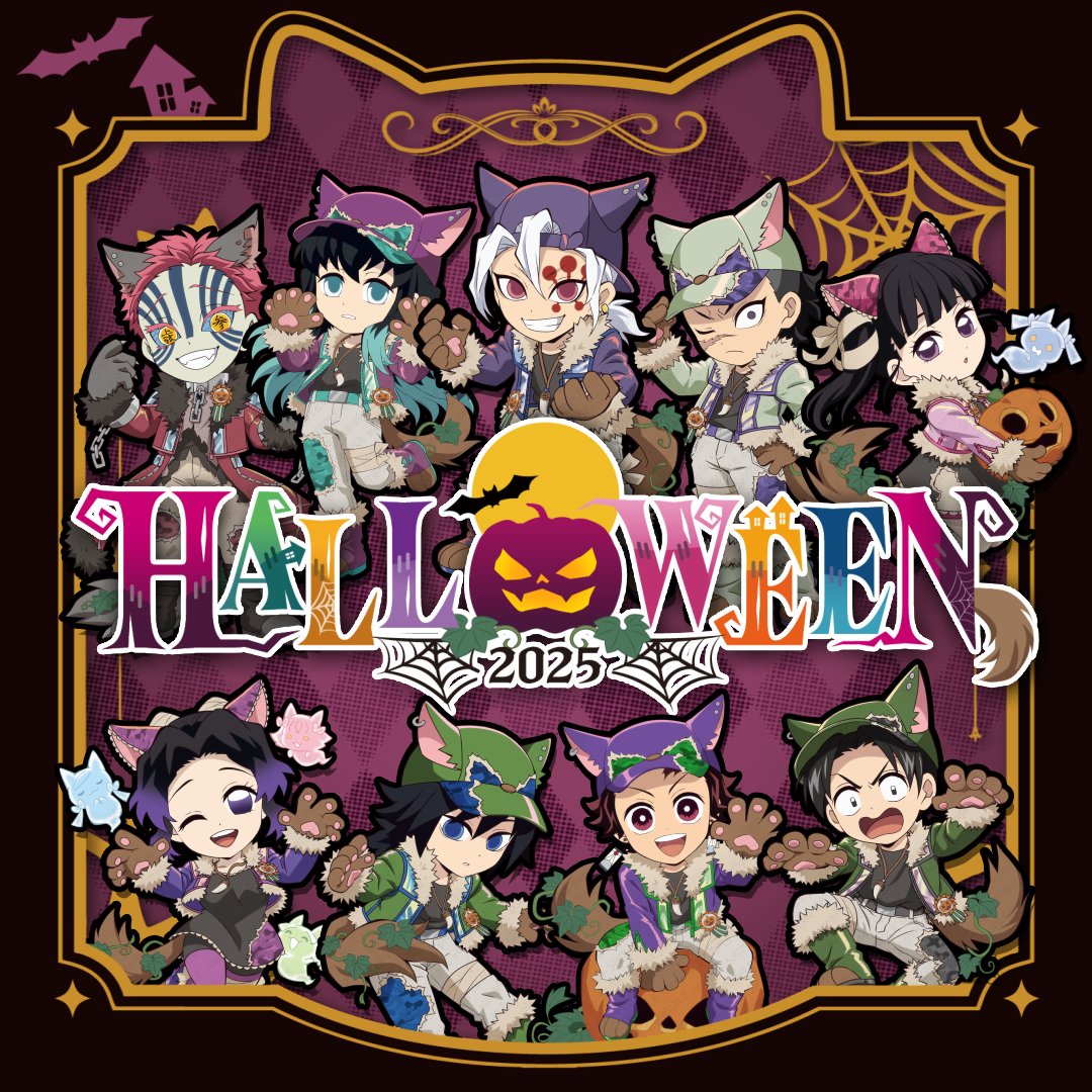 【お知らせ①】 「アニメ『鬼滅の刃』ハロウィン2025 イベント」開催決定 ！ 今宵、月に導かれて、「狼」の装いに身を包んだ 鬼滅の刃のキャラクターたちが集結！ カラフルだけどちょっぴりダークなハロウィンをお楽しみください。 #鬼滅の刃 ▼特設サイト