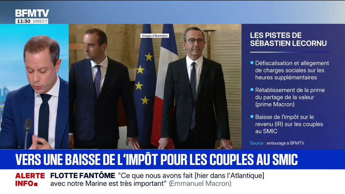Défiscalisation et allégement des cotisations sociales sur les heures supplémentaires, "prime Macron", baisse de l'impôt sur le revenu pour les couples au Smic...les pistes de Sébastien Lecornu pour le budget 2026