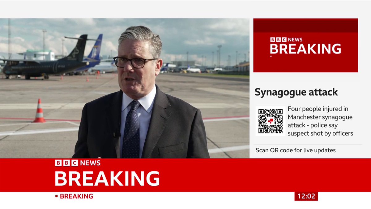 "Additional police assets are being deployed to synagogues across the country, and we will do everything to keep our Jewish community safe" UK PM Keir Starmer reacts to the attack on a Manchester synagogue Follow live updates: