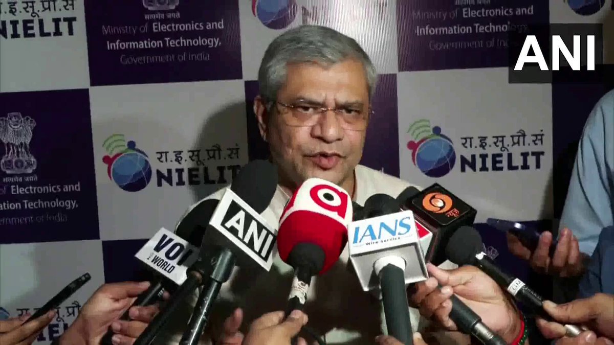 #WATCH | Delhi | Union Minister Ashwini Vaishnaw says, "We have been working on making a digital university version of the National Institute of Electronics & Information Technology, NIELIT, about three years ago. I am very happy to share that today, the dream of making NIELIT a digital university has turned into reality. We have also simultaneously started five new NIELIT centres, one in Odisha, one in Muzaffarpur, Bihar, one in Daman, one in Mizoram and one in Tirupati, Andhra Pradesh. The focus of the NIELIT digital university will be to provide the education that is needed by the industry...It's a dream of a Prime Minister to take education to every smallest part of the village in the country and when it is a digital university it will be able to reach out to remote areas of the country"
