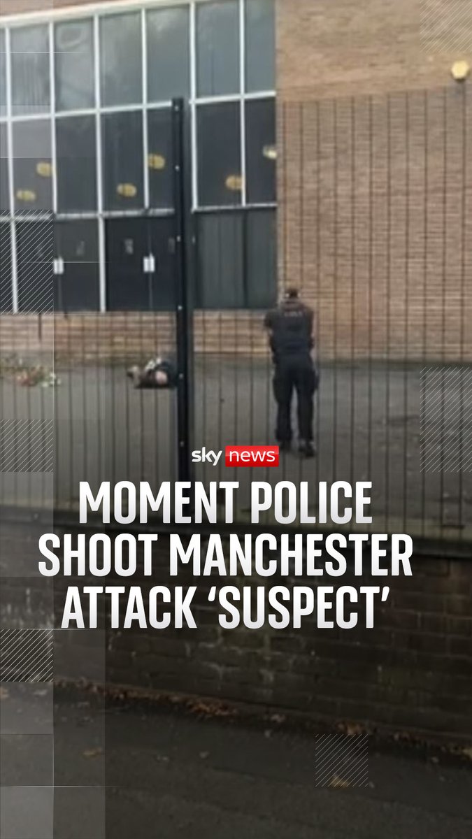 Warning: This video contains distressing images. Footage shows the moment police opened fire on the suspected attacker at a synagogue in Manchester. Latest on this story: