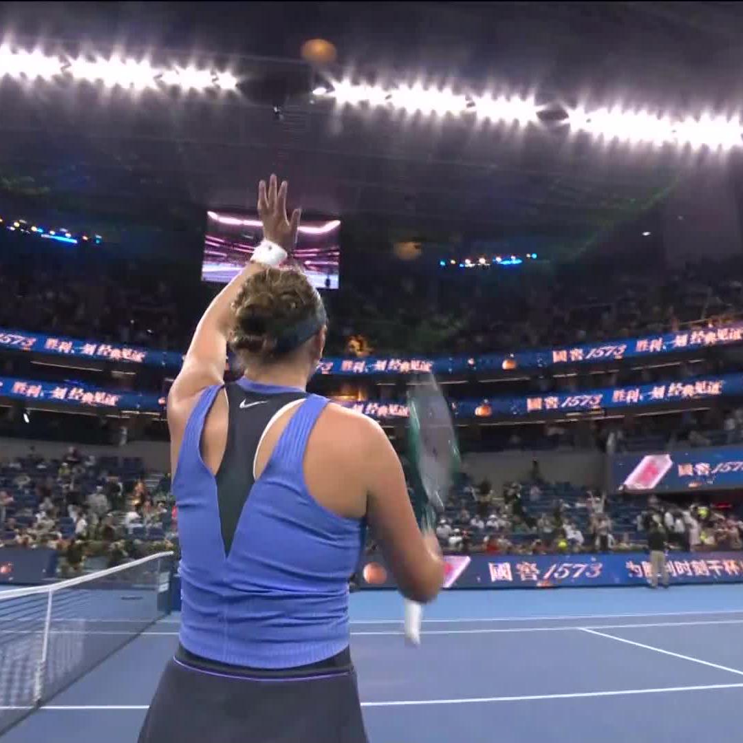 PURE TENACITY 🔥 A battles to a stunning comeback victory against Paolini, 6-7, 6-3, 6-4. #2025ChinaOpen