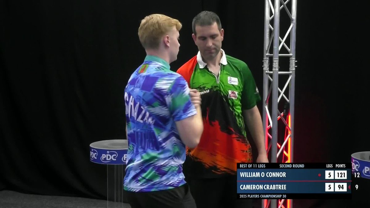 CRABTREE CLOSES OUT! From 5-1 down, William O'Connor was able to force a last-leg decider against Cam Crabtree. However, the 22-year-old finished excellently and is moving on to Round Three! 📺 #PC30