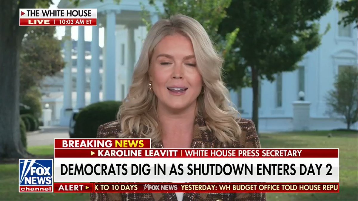 KAROLINE LEAVITT: "Joe Biden and the Democrats allowed millions and millions of illegal aliens into our country... They gave them a band-aid called Temporary Protected Status." "Those illegal aliens were receiving the taxpayer-funded healthcare benefits of hardworking American taxpayers." "[Democrats] submitted a continuing resolution that puts this poison pill back into law. That's what they want to do. And it's completely unacceptable." "President Trump ran on the promise to end taxpayer-funded benefits going to illegal aliens, and tens of millions of Americans across the country voted him back to this beautiful White House to implement that promise. And he did."