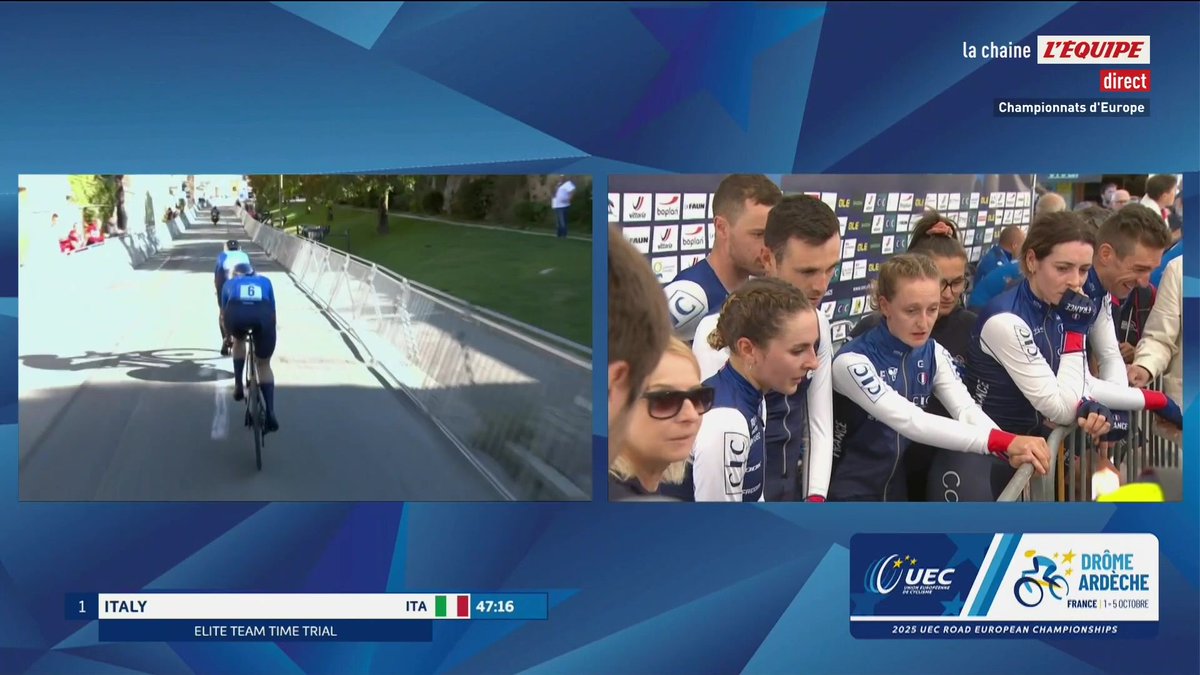 🥇 L'ÉQUIPE DE FRANCE CHAMPIONNE D'EUROPE DU RELAIS MIXTE ! Bruno Armirail, Rémi Cavagna, Thibault Guernalec, Marion Borras, Cédrine Kerbaol et Juliette Labous décrochent la médaille d'or devant l'Italie et la Suisse ! #lequipeVELO #EuroRoad25