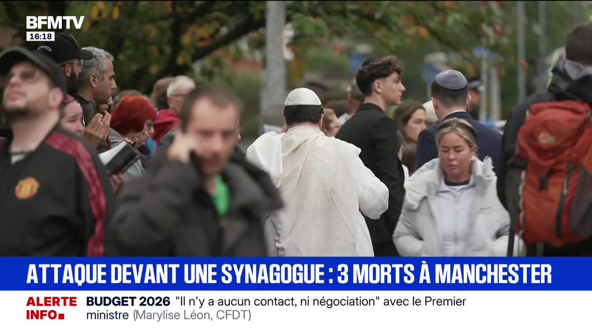 Royaume-Uni: une attaque à l'extérieur d'une synagogue fait au moins deux morts à Manchester