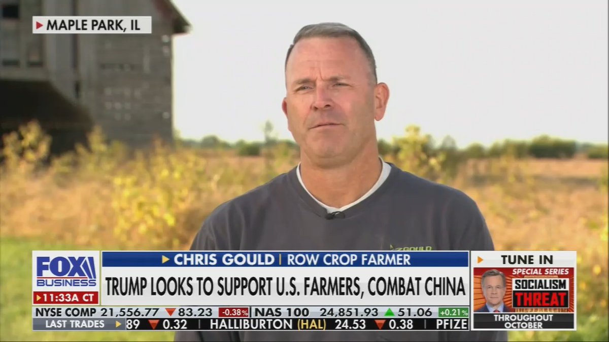 Fox: Before Trump's first round of tariffs, China was the largest export market for American soy. Exports have collapsed this year and there are no new orders logged in recent months. Unless something happens to reopen up new markets for these farmers, you can't bail people out. You are in a trade war and this is the casualty.