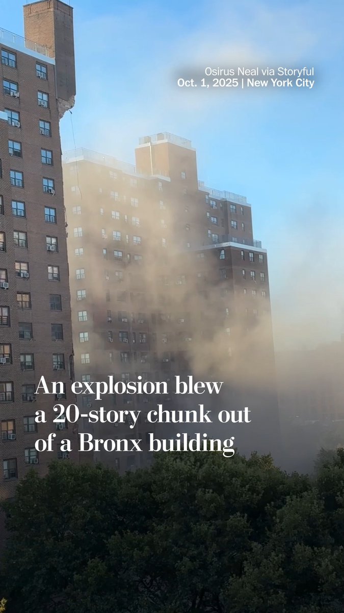 An explosion at a New York City apartment building blew off a massive chimney that ran up the side of the high-rise, leaving residents to wait for clearance to return to their apartments as officials investigate what caused the blast.
