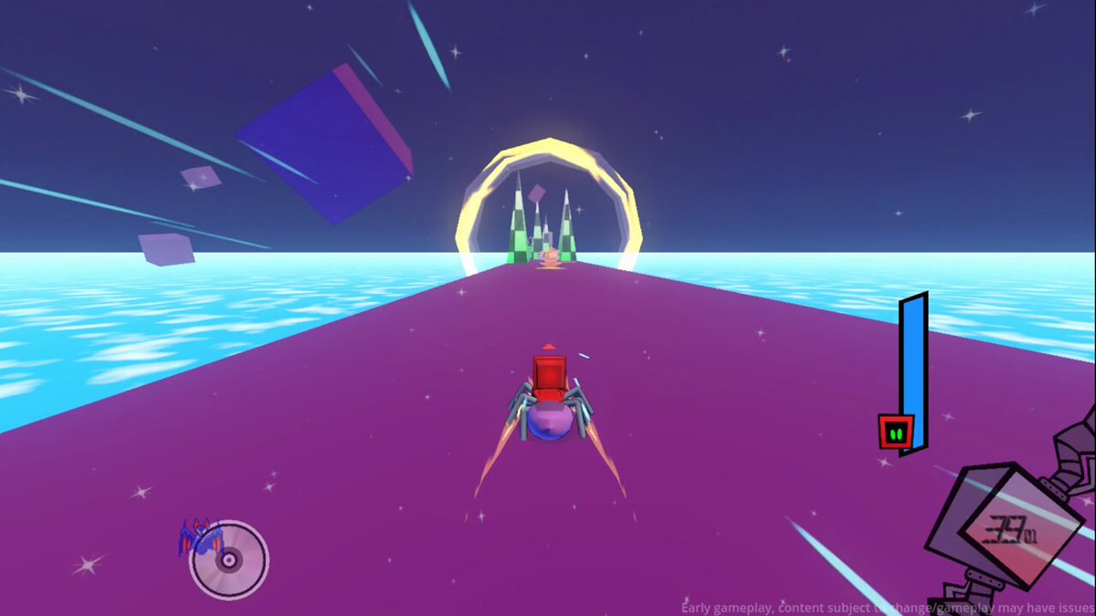The spider vehicle cannot steer unless its charging or jumping, it scuttles left and right instead!