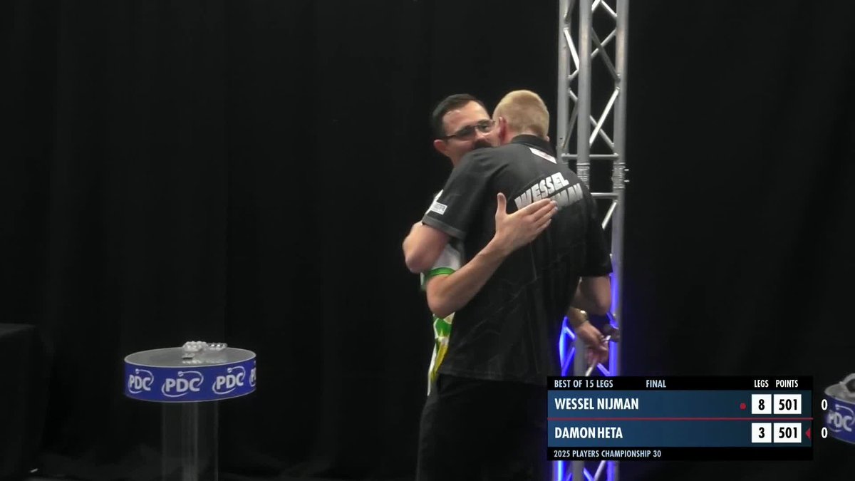 NIJMAN WINS PC30! 🏆 Wessel Nijman is victorious in Leicester, as the young Dutchman beats Damon Heta 8-3 to secure his second Players Championship title! 📺 #PC30