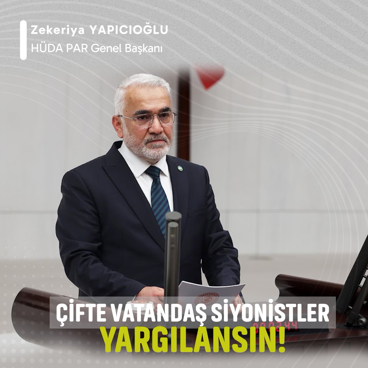 Genel Başkanımız Sayın Zekeriya Yapıcıoğlu: Soykırımcı katillerin Türkiye'ye gelip hiçbir şey olmamış gibi hayatlarına devam etmeleri kabul edilemez. Elimiz Filistin'deki işgal topraklarında kalanlara yetişmiyorsa bari kendi vatandaşımız olanları yargılayıp cezalandıralım.