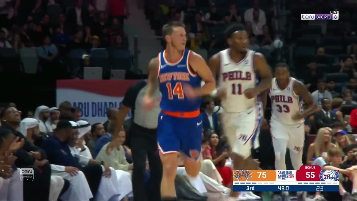 🏀 غاريسون ماثيوس يسجّل ثلاثية تعزز تقدّم نيويورك نيكس! 📺 تابعوا المواجهة الآن عبر قناة beIN SPORTS 8. #NBAPreseason