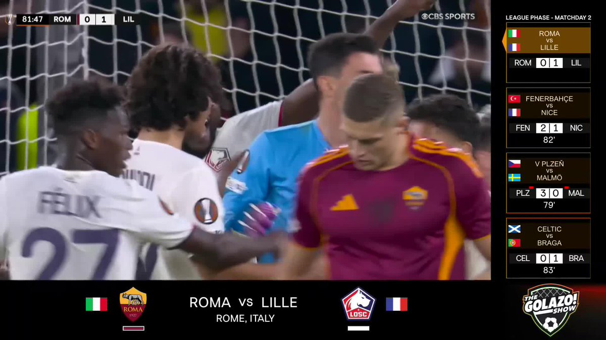Roma get not ONE, not TWO but THREE chances to score their penalty 🤯 Lille keeper Berke Özer wasn't playing 🥶