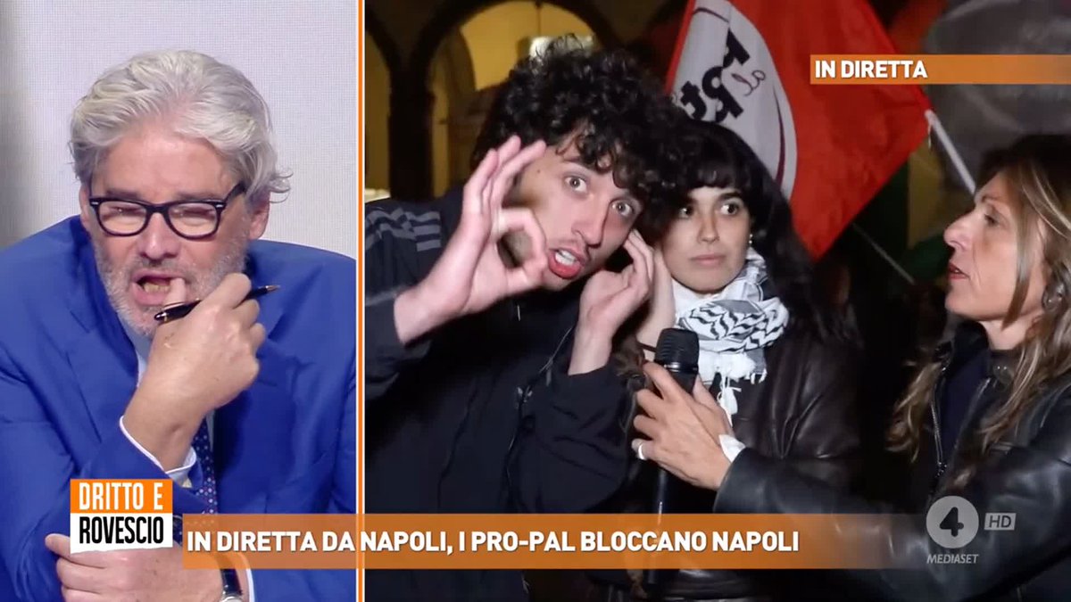 "Dopo 2 anni di genocidio questo Governo non ha fatto niente e continua a inviare armi ad uno Stato che ha fatto più di 60.000 morti di cui 20.000 bambini". La voce di uno studente del corteo pro Pal in diretta da Napoli a #drittoerovescio
