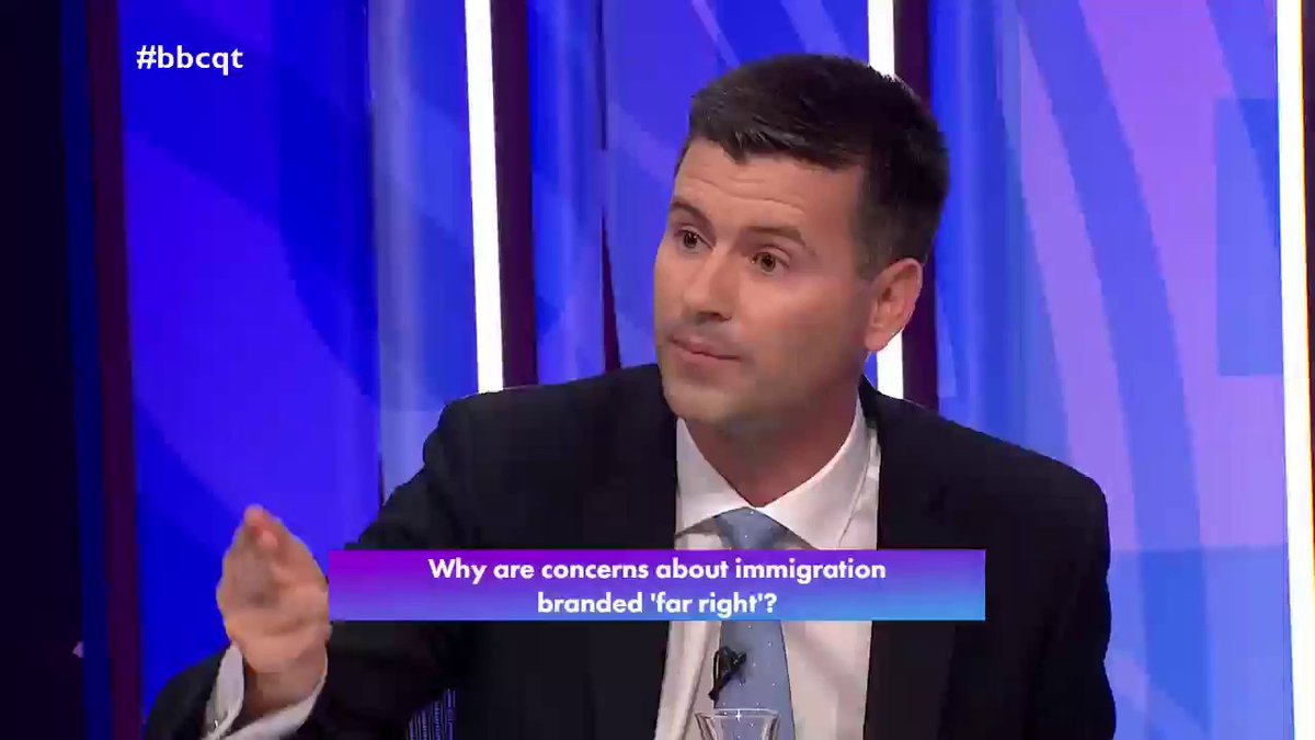 “I do not accept that anybody that has a legitimate concern in relation to illegal & uncontrolled immigration is racist, that’s lazy politics” The DUP’s Jonathan Buckley accuses successive governments of seeking to “brand” those concerned with immigration as “racist” #bbcqt