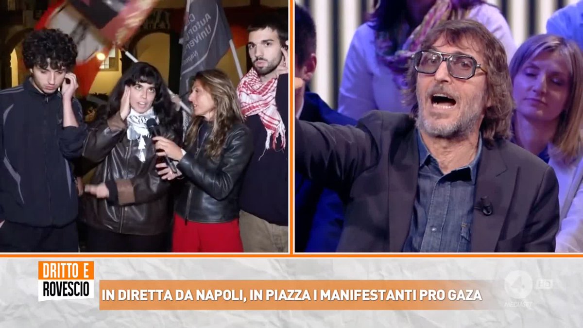 "Condannate la violenza di piazza?" "Noi condanniamo la violenza di Israele" La domanda di Cruciani e la risposta di una studentessa in piazza a Napoli #drittoerovescio