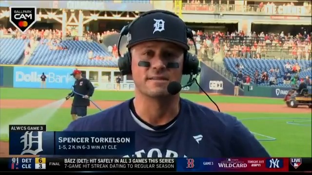 “What a battle with these guys [the Guardians]. They're a really good baseball team.” @Tigers first baseman Spencer Torkelson joined Gregg Caserta on #MLBTonight after clinching a spot in the ALDS!